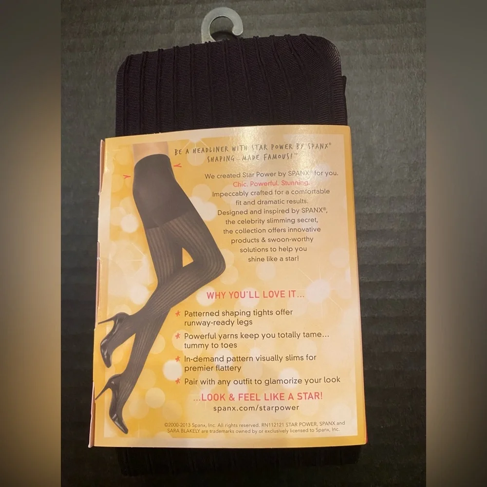 Star Power By‎ Spanx 3 Pair Enter-Stage Patterned Ribbed Row Shaping Tights Sz C